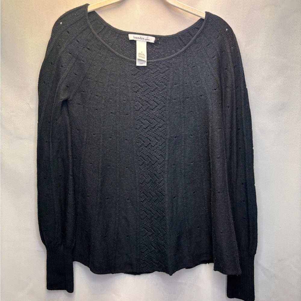 Laundry by Design Black 100% Merino Wool Pullover Sweater Size Medium - Picture 1 of 8